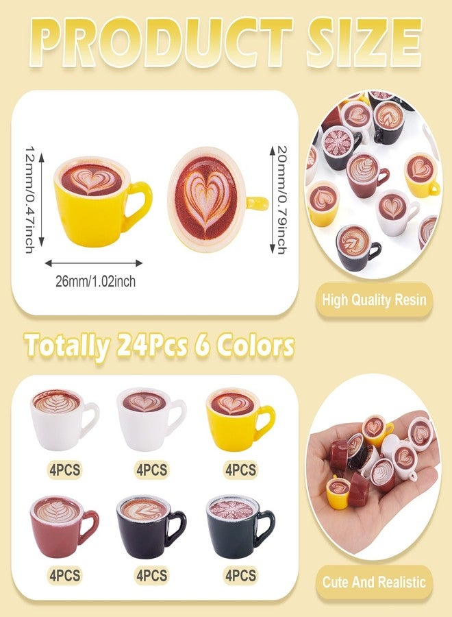 Craftdady 24pcs Coffee Cups Micro Landscape Dollhouse Miniature Coffee Cups Miniature Kitchen Set Cute Resin Tableware Drink Beverage for Micro Landscape Party Decorations 26x20 mm - Image 4